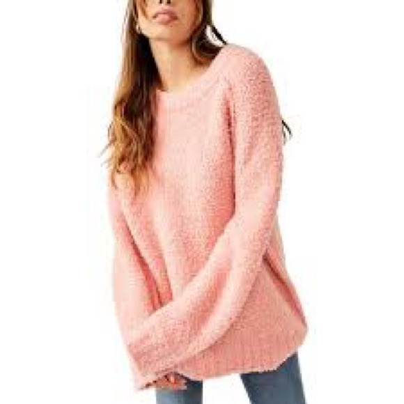 Free People Teddy Sweater Tunic - Pale Rosette. - Picture 2 of 8